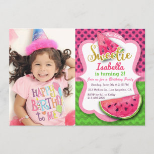 Invitation Watermelon Photo Girls Anniversaire Fête Invitatio