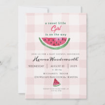 Watermelon Sweet Girl Summer Pink Baby Shower