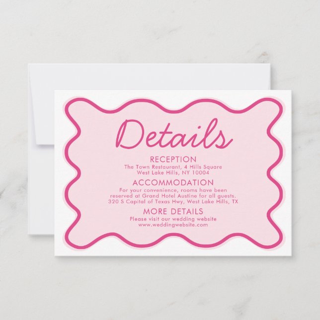 Invitation Wavy Modern Curvy Bold Retro rose Mariage Détails (Devant)