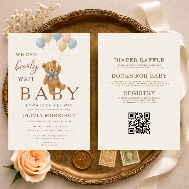 Invitation  We Can Bearly Wait All in One Baby Shower (Créateur téléchargé)