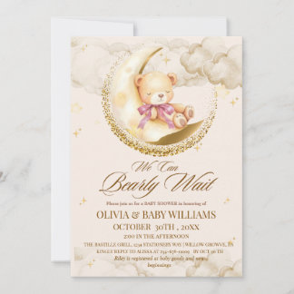Invitation We can Bearly Wait Baby Girl Shower