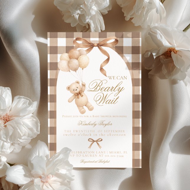Invitation We Can Bearly Wait Teddy Bear Baby Shower (Créateur téléchargé)