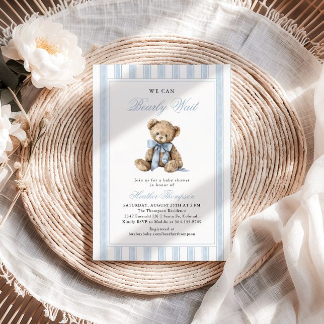 Invitation We Can Bearly Wait Teddy Bear Baby Shower (Créateur téléchargé)