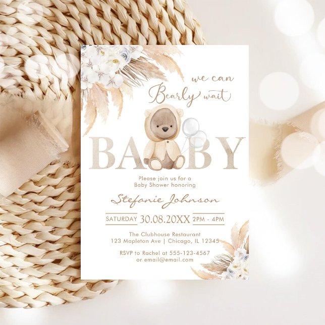 Invitation We Can Bearly Wait Teddy Bear Baby Shower (Créateur téléchargé)