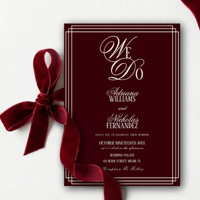 Invitation We Do Burgundy Old Money Wedding (Créateur téléchargé)