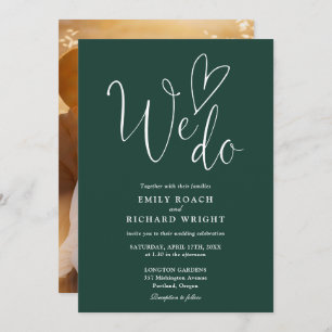 Invitation We Do Love Heart Photo Emerald Green Mariage