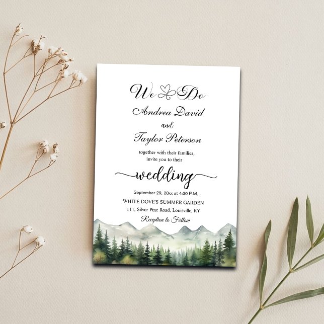 Invitation 'We Do' Mountains and Pines Elegant Wedding (Créateur téléchargé)