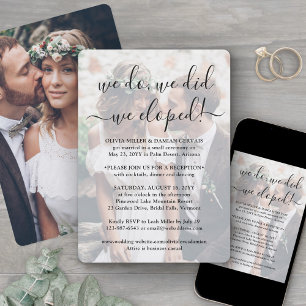 Invitation We Eloped 2 Photo Overlay Wedding Reception Only