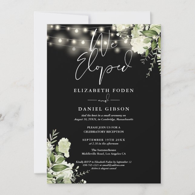 Invitation We Eloped Greenery Floral Wedding Vows Party (Devant)