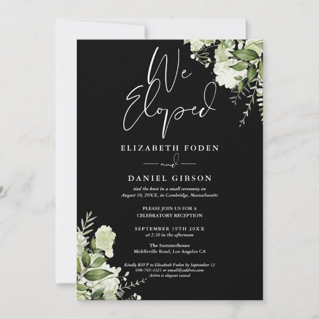 Invitation We Eloped Wedding Vows Greenery Party (Devant)