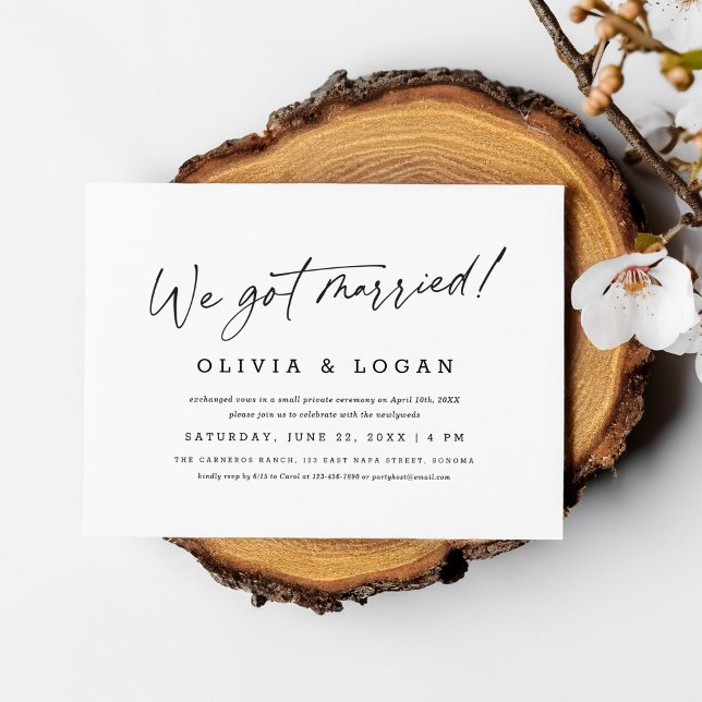 Invitation We Got Married Modern Script Wedding Elopement (Créateur téléchargé)
