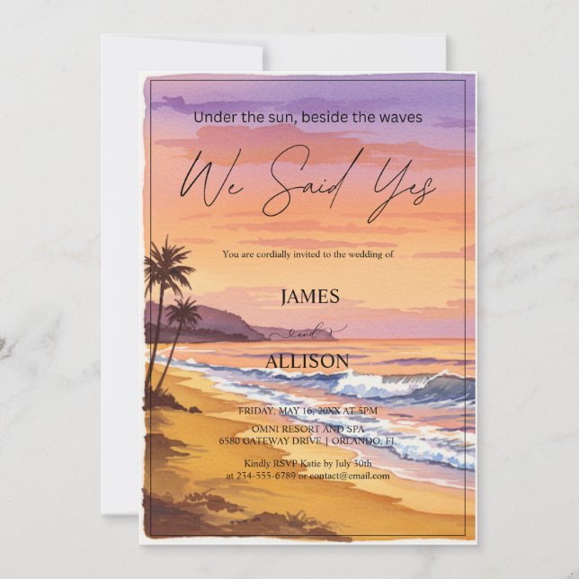 Invitation We Said yes - Boho Beach California & Mariage (Devant)