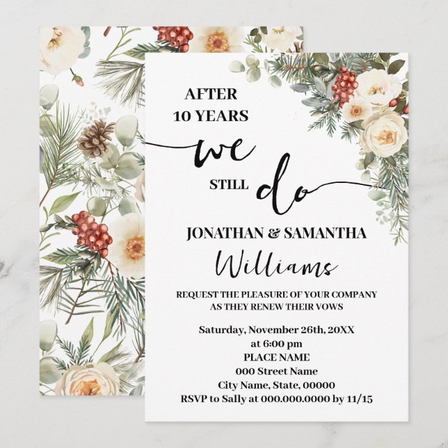 Invitation We Still Do Winter Wedding Anniversary (Devant / Derrière)