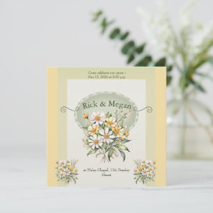 Invitation wedding card, daisies charm