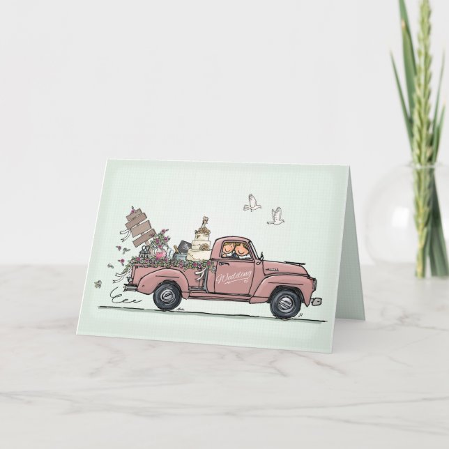 Invitation Wedding Card Vintage Car Pickup le Truck (Devant)