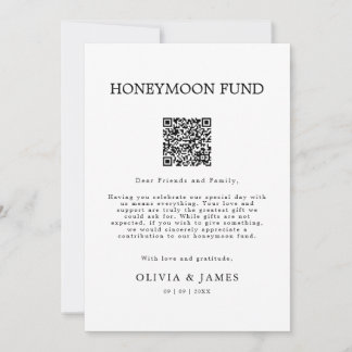 Invitation Wedding Honeymoon Honeymoon Fund QR Code Sign, 