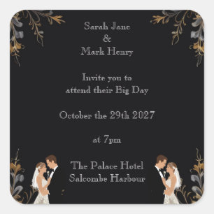 Invitation Wedding layout you can personalise Square Sticker