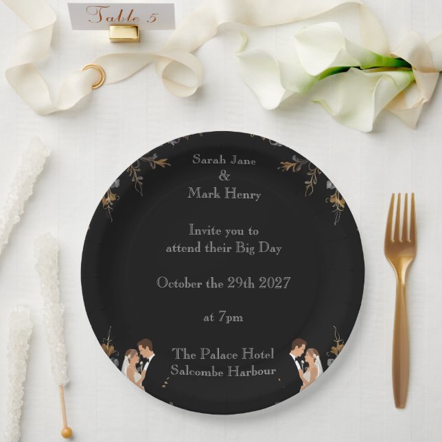 Invitation Wedding layout you can personalize Paper Plate (Wedding)