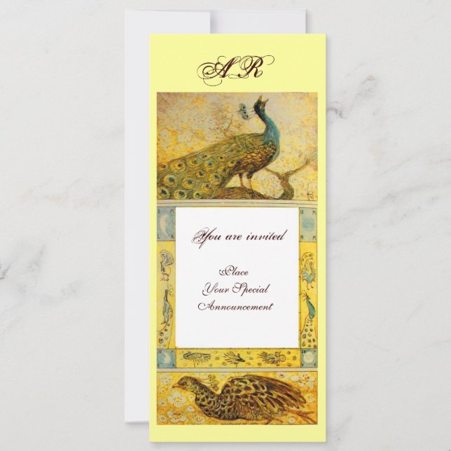 Invitation WEDDING LOVE PAONS MONOGRAMME ,marron blanc jaune (Devant)