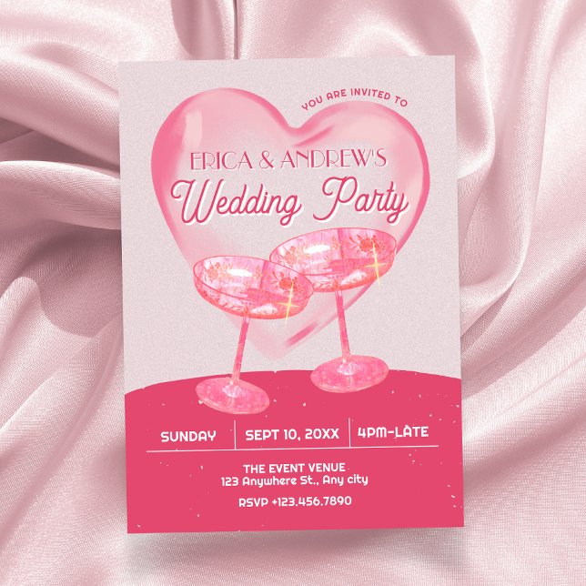 Invitation Wedding Party Pink grunge cheers (Créateur téléchargé)