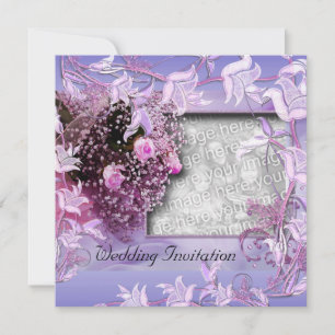 Invitation Wedding Purple Photo Floral Frame