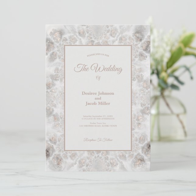 Invitation Wedding Reception Gold White Silver Simple Elegant (Debout devant)