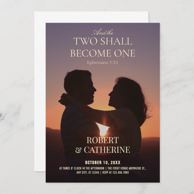 Invitation Wedding romantic photo  (Devant / Derrière)