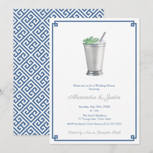 Invitation Wedding shower à la menthe bleu marine et gris arg