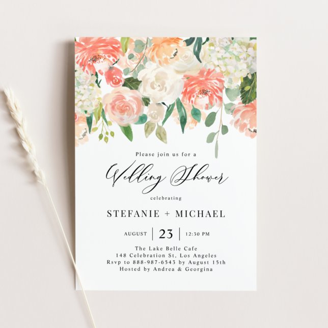 Invitation Wedding shower à l'aquarelle et aux fleurs d'ivoir (Créateur téléchargé)