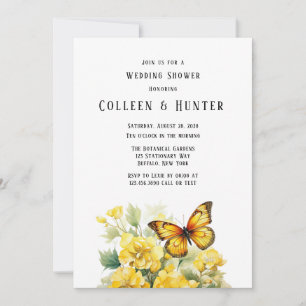 Invitation Wedding shower à papillon d'Hydrangée jaune