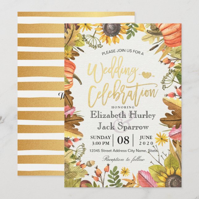Invitation Wedding shower Automne Automne Maple Feuille Citro (Devant / Derrière)