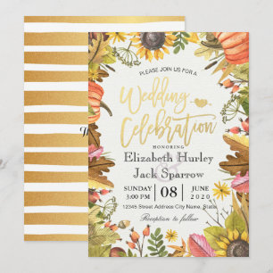 Invitation Wedding shower Automne Automne Maple Feuille Citro