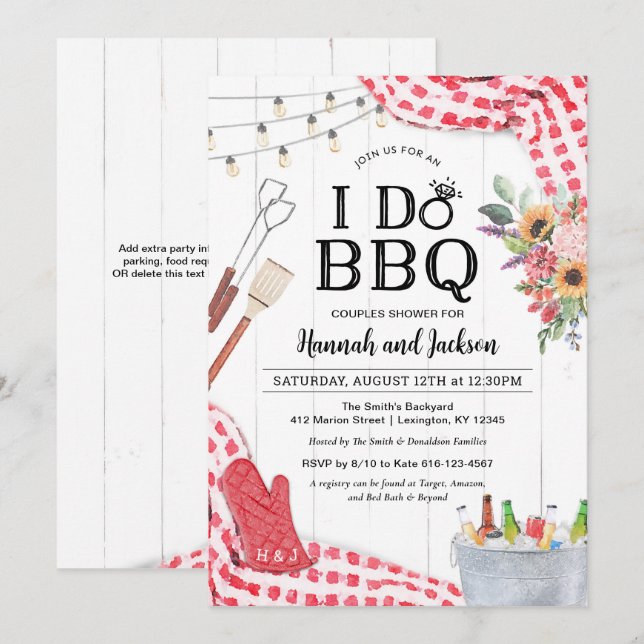 Invitation Wedding shower BBQ (Devant / Derrière)