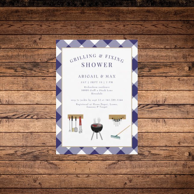 Invitation Wedding shower bleu pour le grillage et la fixatio (Créateur téléchargé)