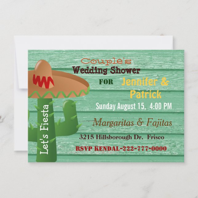 Invitation Wedding shower coloré de Fiesta Couple au Mexique (Devant)