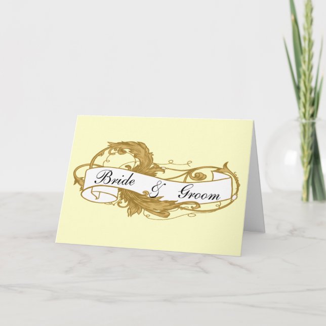 Invitation Wedding shower Couples feuille or (Devant)