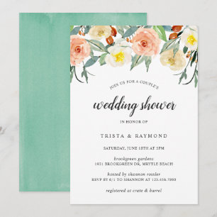 Invitation Wedding shower Couples floraux de l'aquarelle de p