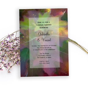 Invitation Wedding shower Couples Hydrangea Leaf Chêne Automn