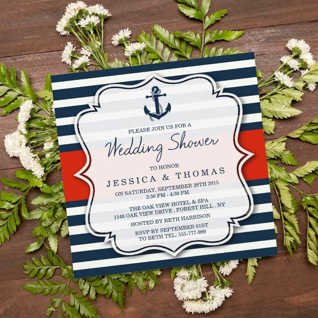 Invitation Wedding shower d'Ancres nautiques de la marine (Créateur téléchargé)
