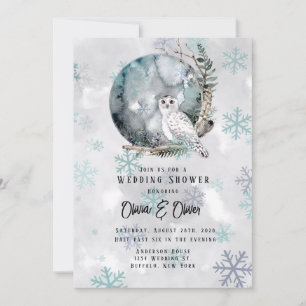 Invitation Wedding shower d'aquarelle de la lune de neige d'h