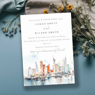 Invitation Wedding shower d'aquarelle de Miami Floride Skylin