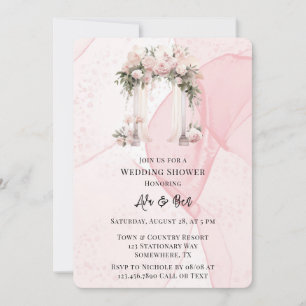 Invitation Wedding shower d'arc d'encre d'alcool rose