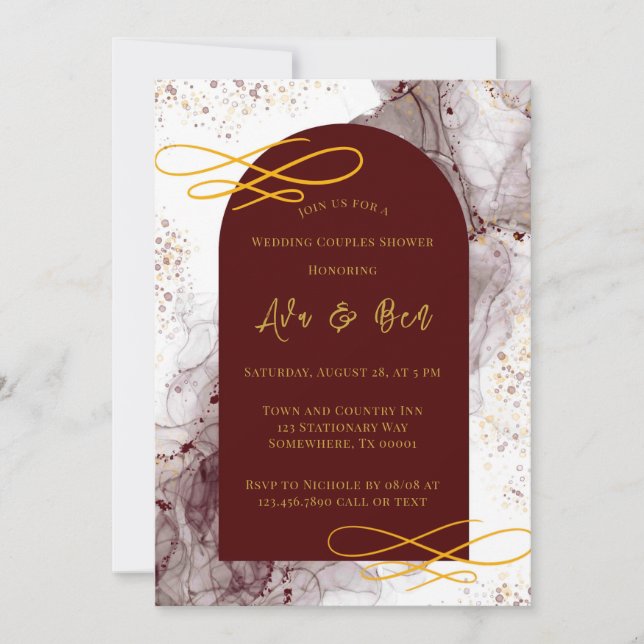 Invitation Wedding shower d'arche d'encre d'alcool Bourgogne  (Devant)