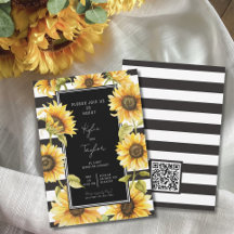 Wedding shower de bande noire de tournesol minimal