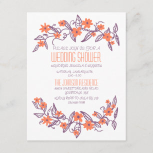 Invitation Wedding shower de bannières florales violettes et 