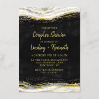 Wedding shower de Black White & Gold Geode Couple