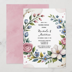 Invitation Wedding shower de bouquet floral romantique