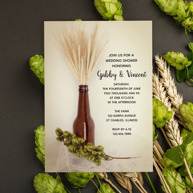 Invitation Wedding shower de brasserie de blé séché et houblo (Créateur téléchargé)