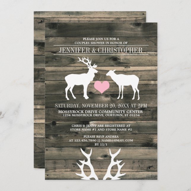 Invitation Wedding shower de Buck and Doe Couples (Devant / Derrière)