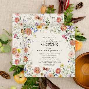 Invitation Wedding shower de cadre Floral Fleur sauvage press